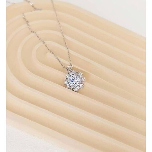 CERTIFIED Genuine Moissanite Diamond 1 Ct. Round Solitaire Explosion Necklace - Picture 6 of 7